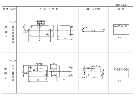 GL-12過流繼電器外形結構及安裝尺寸圖片