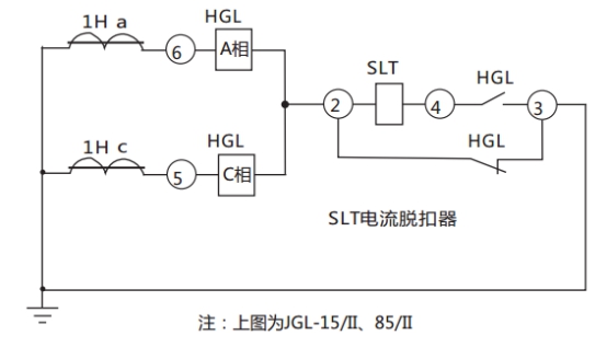 JGL-84/Ⅱ二相靜態反時限過流繼電器典型應用接線圖