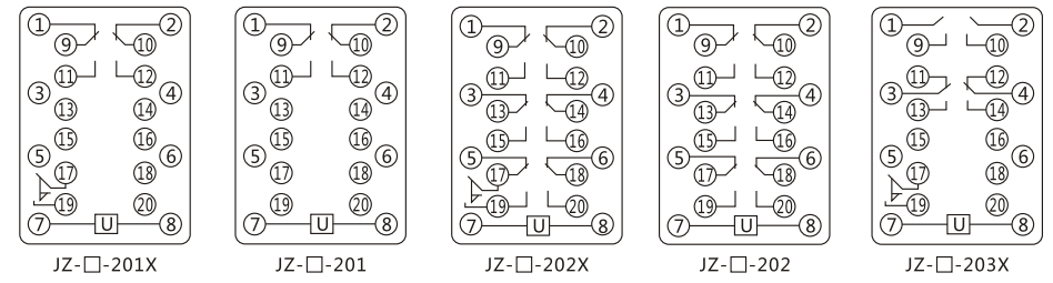 JZY（J)-406靜態中間繼電器內部接線圖及外引接線圖