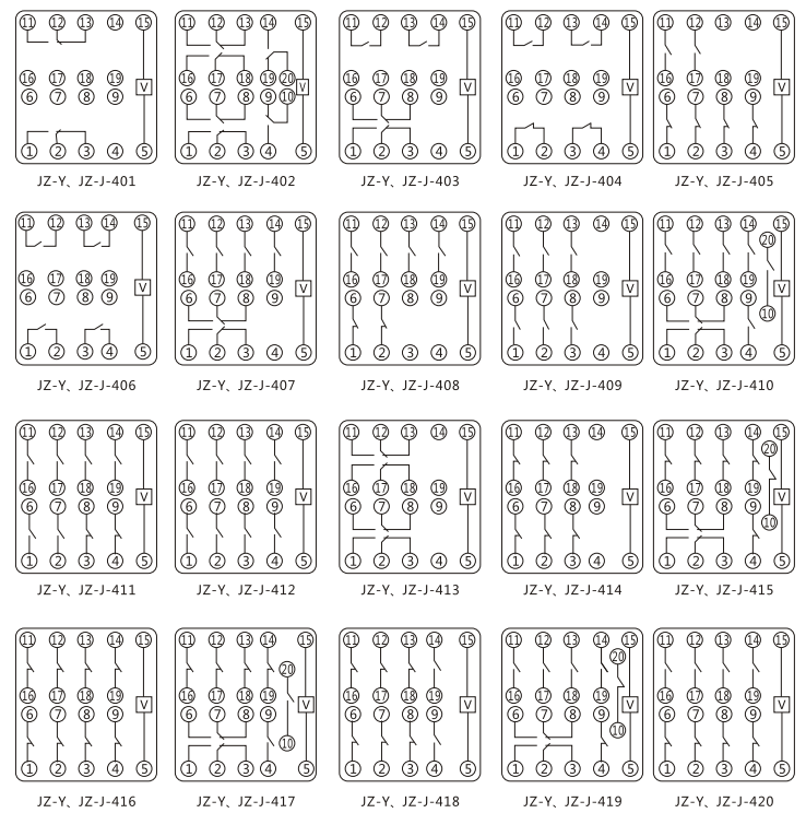 JZY（J)-406靜態中間繼電器內部接線圖及外引接線圖