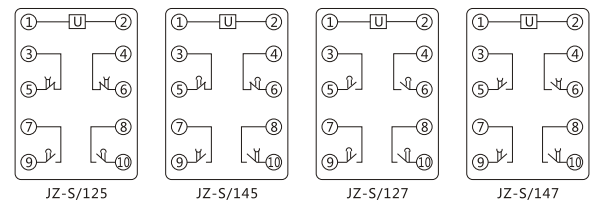 JZ-S/345靜態可調延時中間繼電器內部接線圖及外引接線圖
